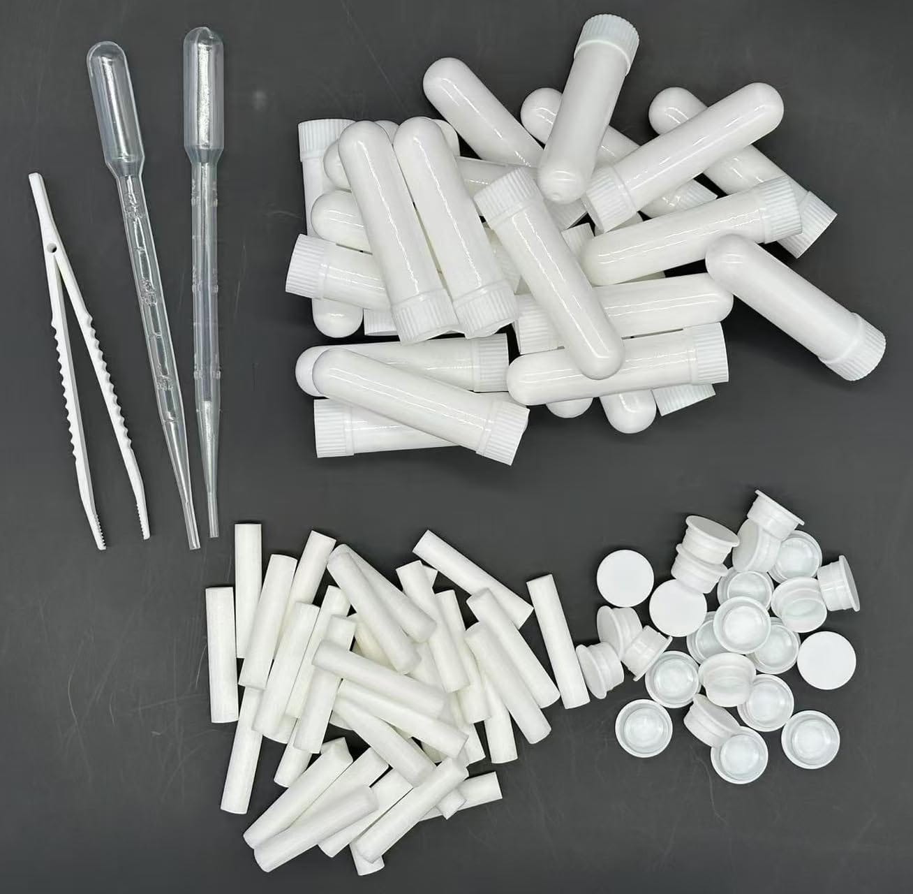 ZIOJOVK 24 Pcs Essential Oil Inhalers – Blank Plastic Tubes with Wicks, Droppers & Tweezers