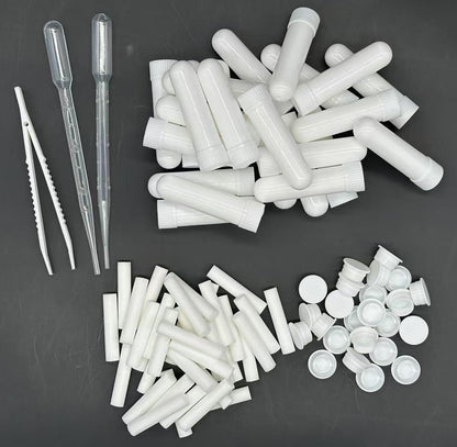 ZIOJOVK 24 Pcs Essential Oil Inhalers – Blank Plastic Tubes with Wicks, Droppers & Tweezers
