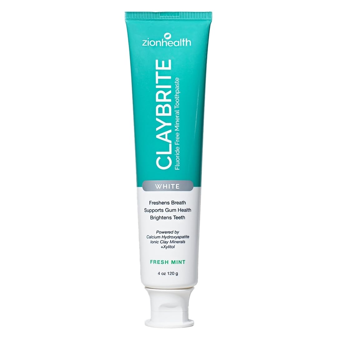 Zion Health ClayBrite Mineral Toothpaste 4 oz White – Fluoride Free, Montmorillonite Clay