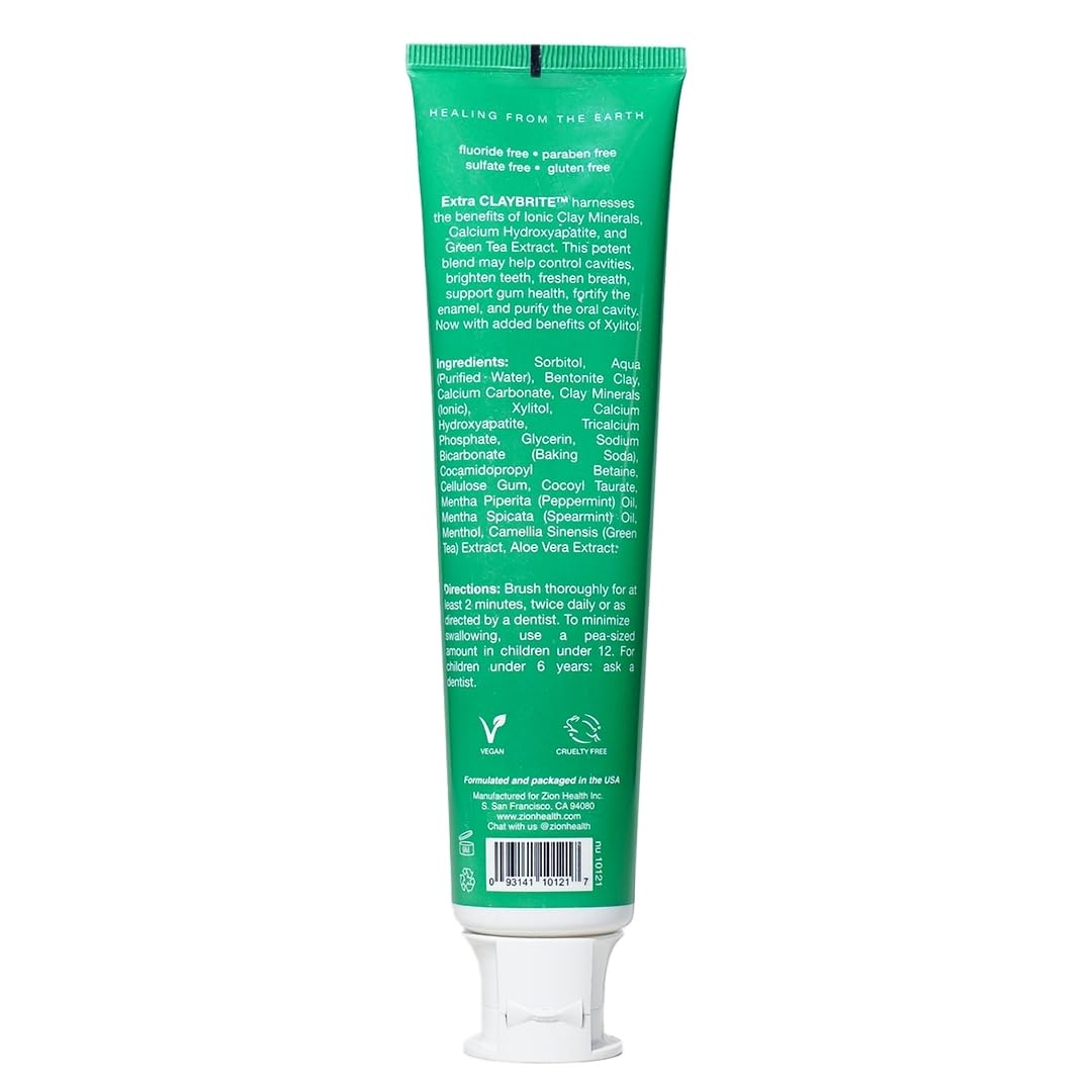Zion Health Claybrite Extra Strength Toothpaste, 4 oz | Natural Whitening & Gum Care