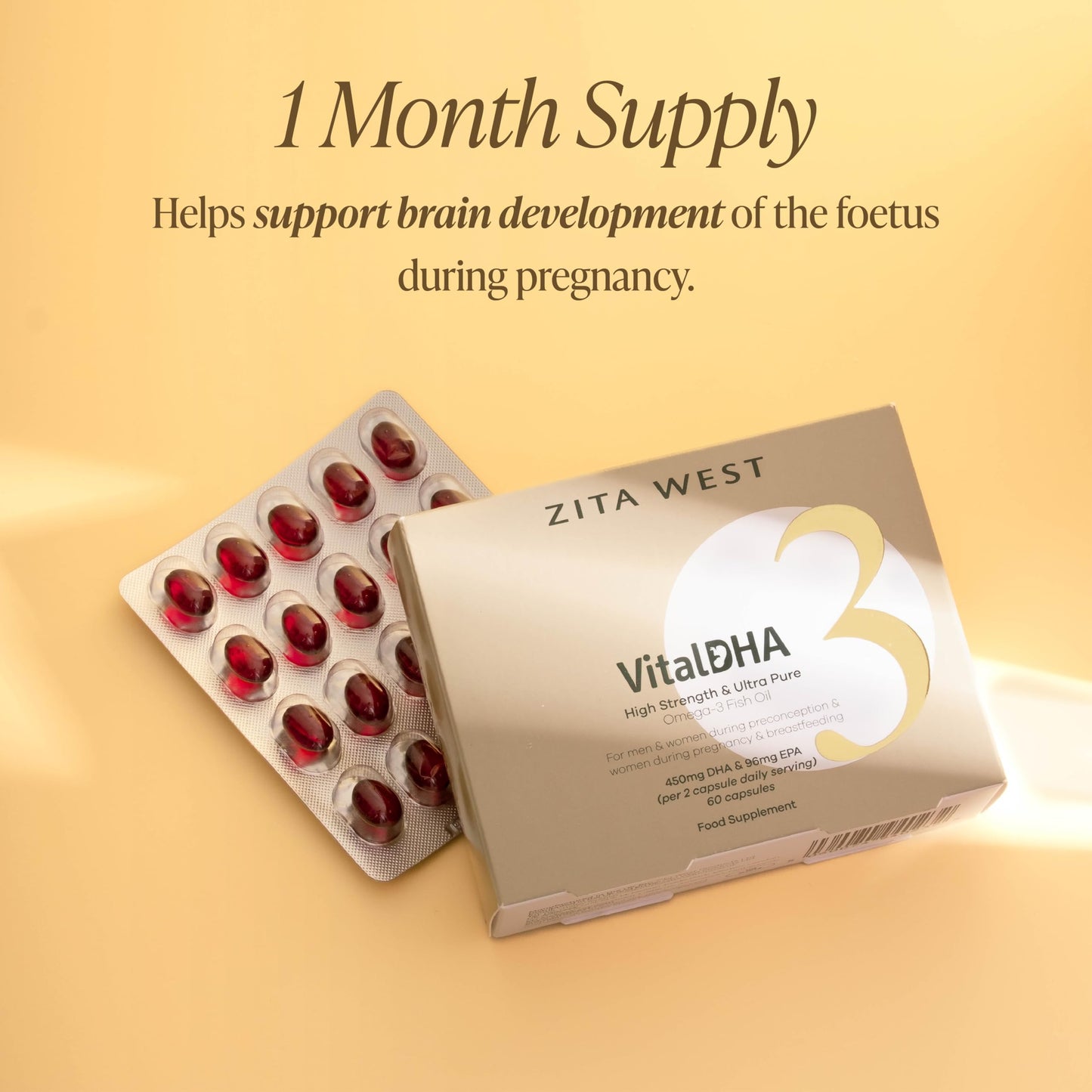 Zita West Vital DHA – Prenatal DHA, Zinc for Fertility & Pregnancy | 60 Capsules