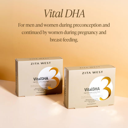 Zita West Vital DHA – Prenatal DHA, Zinc for Fertility & Pregnancy | 60 Capsules