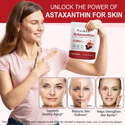 ZIXBMHYJ Astaxanthin 12mg – Natural Astaxanthin Supplement (120 Count) | Non-GMO, Gluten Free