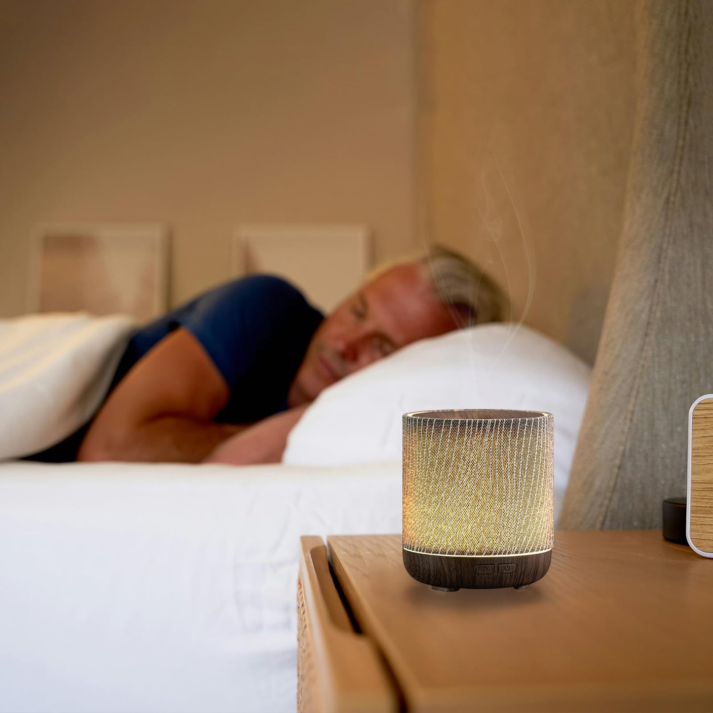 ZmarKraft 200ml Essential Oil Diffuser – Fabric Cover & Night Light (Dark Brown)