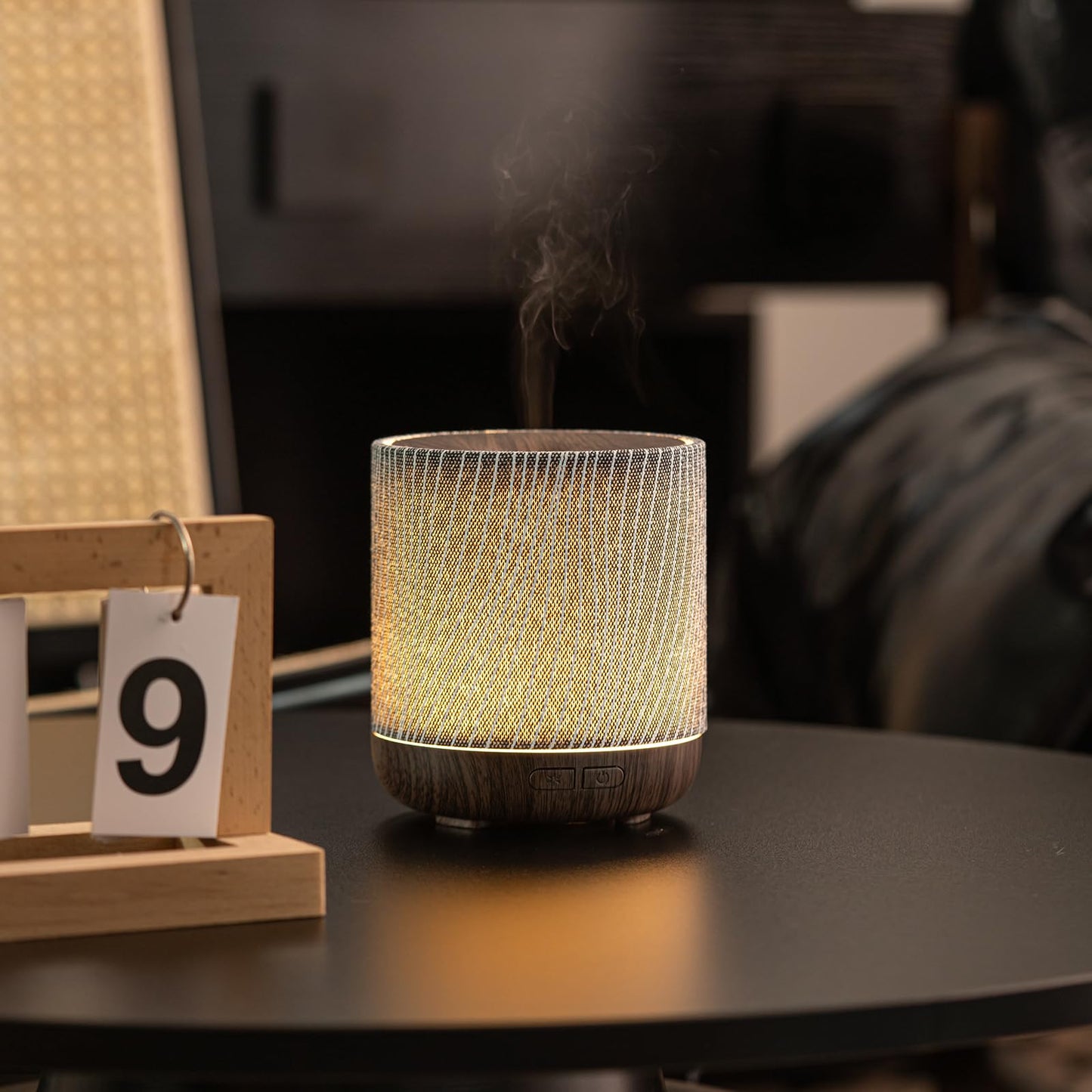 ZmarKraft 200ml Essential Oil Diffuser – Fabric Cover & Night Light (Dark Brown)