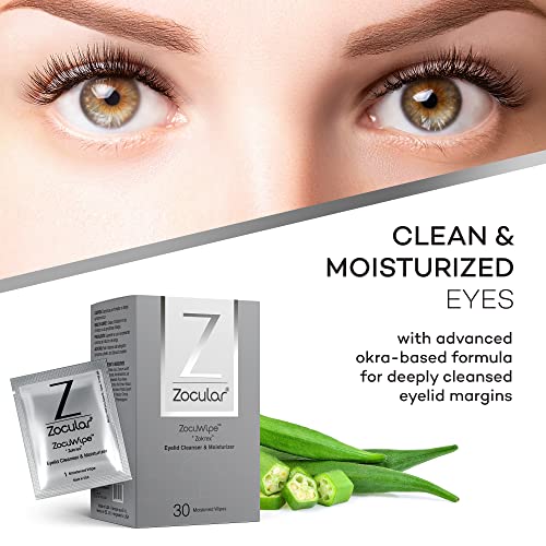Zocuwipe Eyelid Wipes with Natural Okra Complex — Gentle Cleanse & Moisturize (30ct)