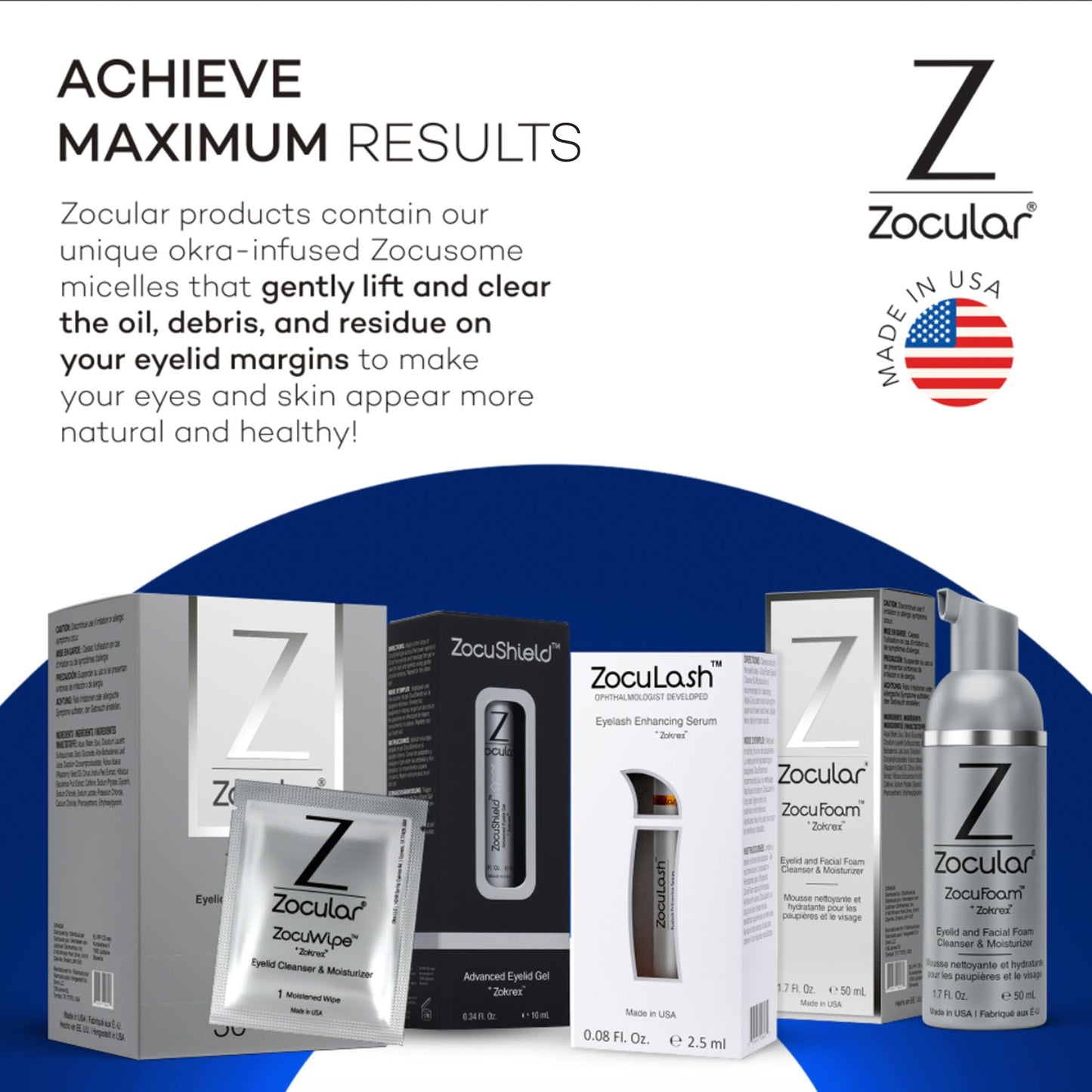 Zocular Zocuwipe Eyelid Wipes with Natural Okra Complex – 15ct