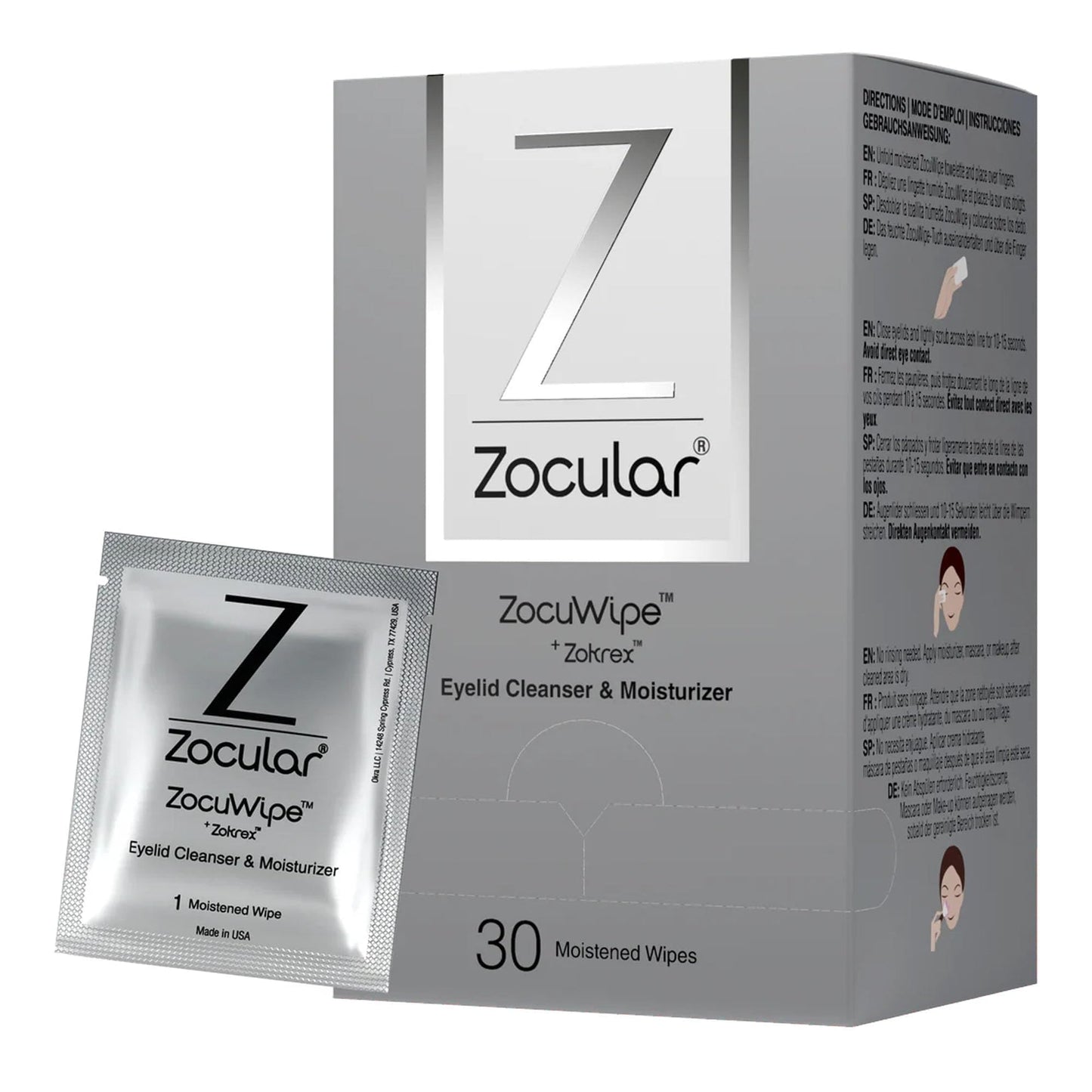 Zocuwipe Eyelid Wipes with Natural Okra Complex — Gentle Cleanse & Moisturize (30ct)