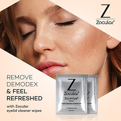 Zocular Zocuwipe Eyelid Wipes with Natural Okra Complex – Eyelid Cleanser & Moisturizer Pads (40ct)
