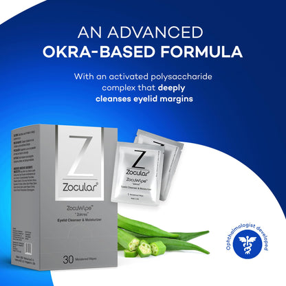 Zocular Zocuwipe Eyelid Wipes with Natural Okra Complex – 15ct