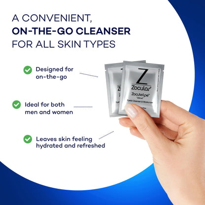 Zocuwipe Eyelid Wipes with Natural Okra Complex — Gentle Cleanse & Moisturize (30ct)