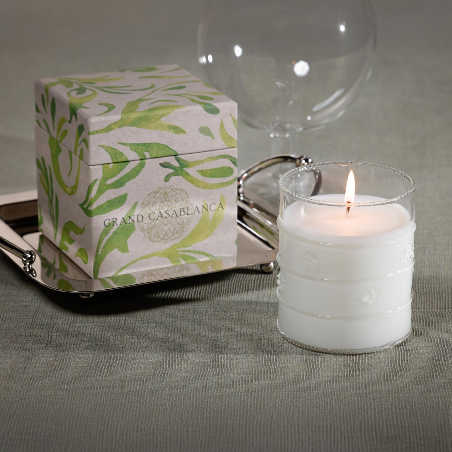 Zodax Grand Casablanca Glass Jar Scented Candle – Lily of The Valley, 12 oz