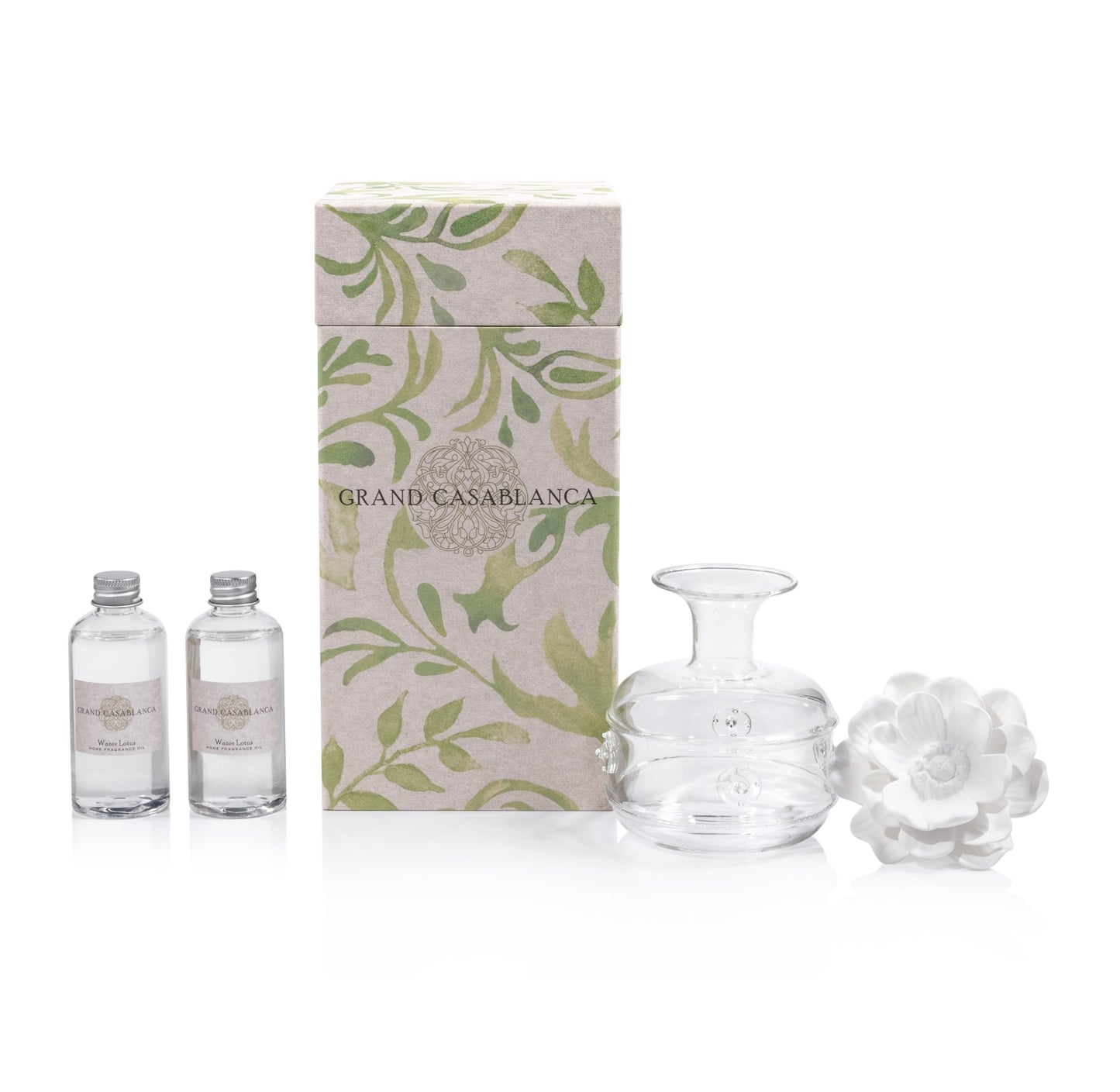 Zodax Grand Casablanca Porcelain Oil Diffuser - 6.76 oz Water Lotus