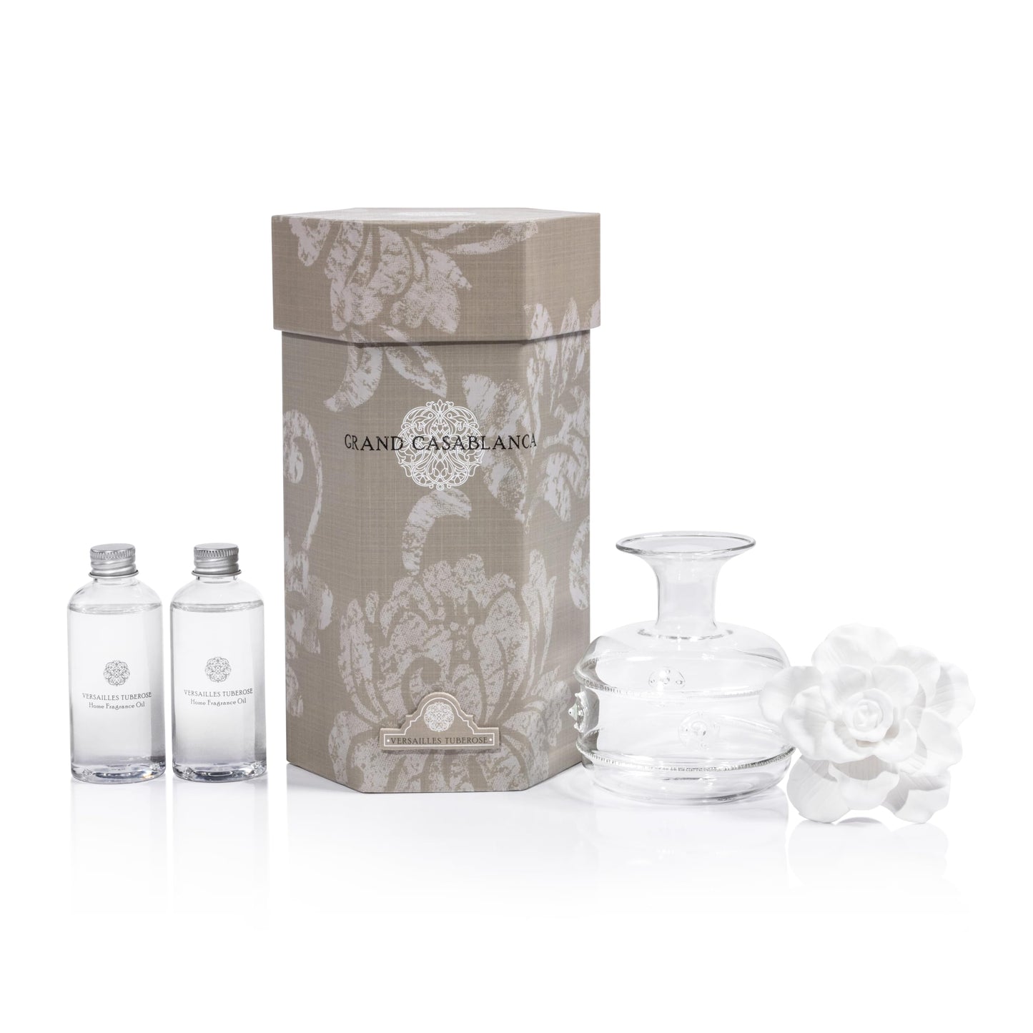 Zodax Grand Casablanca Porcelain Oil Diffuser – Versailles Tuberose, 6.76 oz