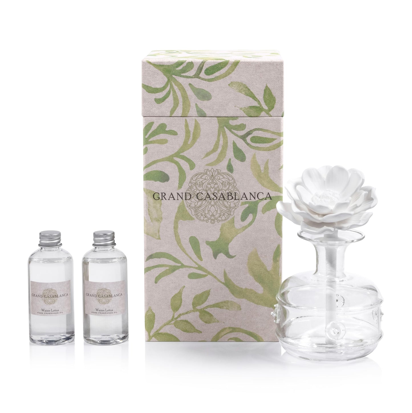 Zodax Grand Casablanca Porcelain Oil Diffuser - 6.76 oz Water Lotus