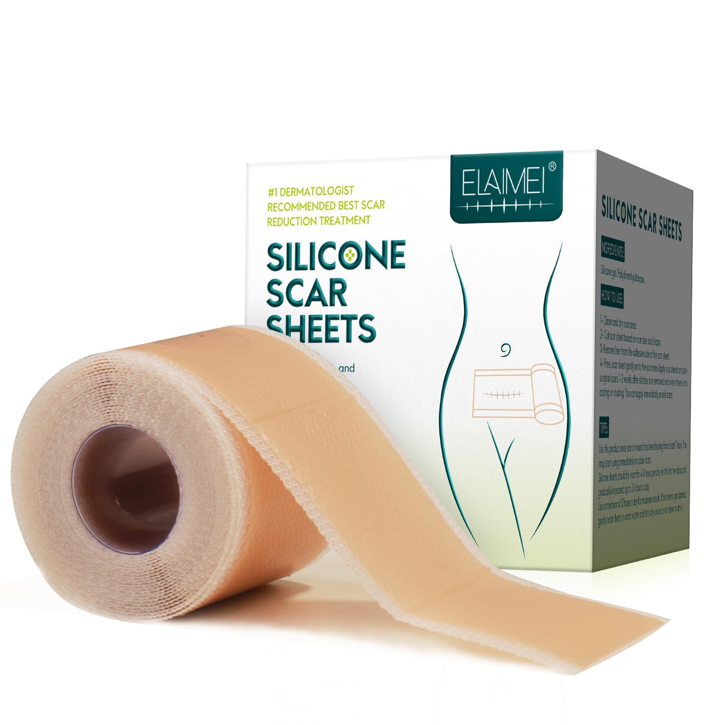 ZODENIS Silicone Scar Sheets – 1.6” x 120” Roll (3M) for Scar Care