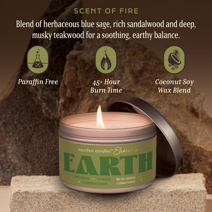 Zodiac Earth Candle for Women — Taurus Virgo Capricorn Gifts, 45-Hour Burn, Crystals Inside