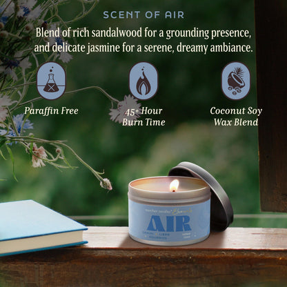 Zodiac Air Candle for Aquarius, Gemini & Libra – Crystals Inside Gift Set (45-Hour Burn)