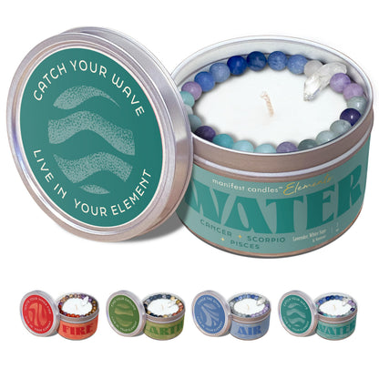 Zodiac Water Signs Gift Candle for Women – Pisces, Cancer & Scorpio with Crystal Bracelet