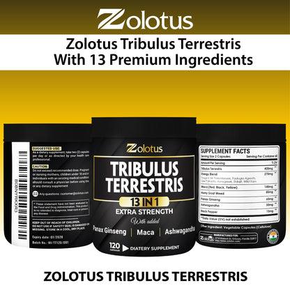 Zolotus 13in1 Tribulus Capsules with Maca, Panax Ginseng – 120 Caps