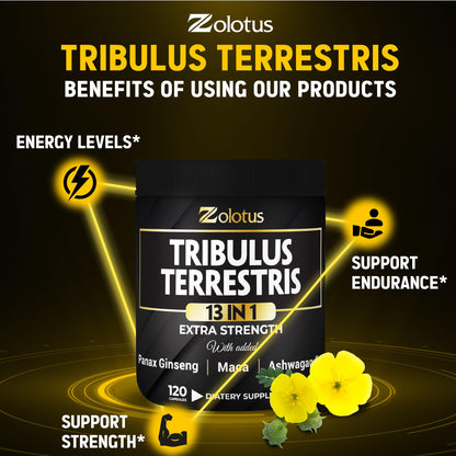 Zolotus 13in1 Tribulus Capsules with Maca, Panax Ginseng – 120 Caps