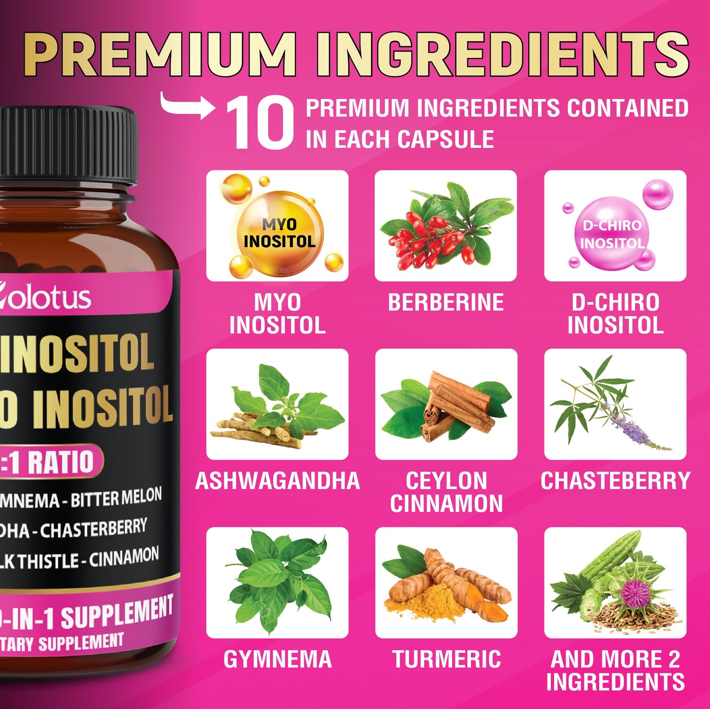 Zolotus Myo-Inositol & D-Chiro Inositol Ideal Ratio - 90 Capsules