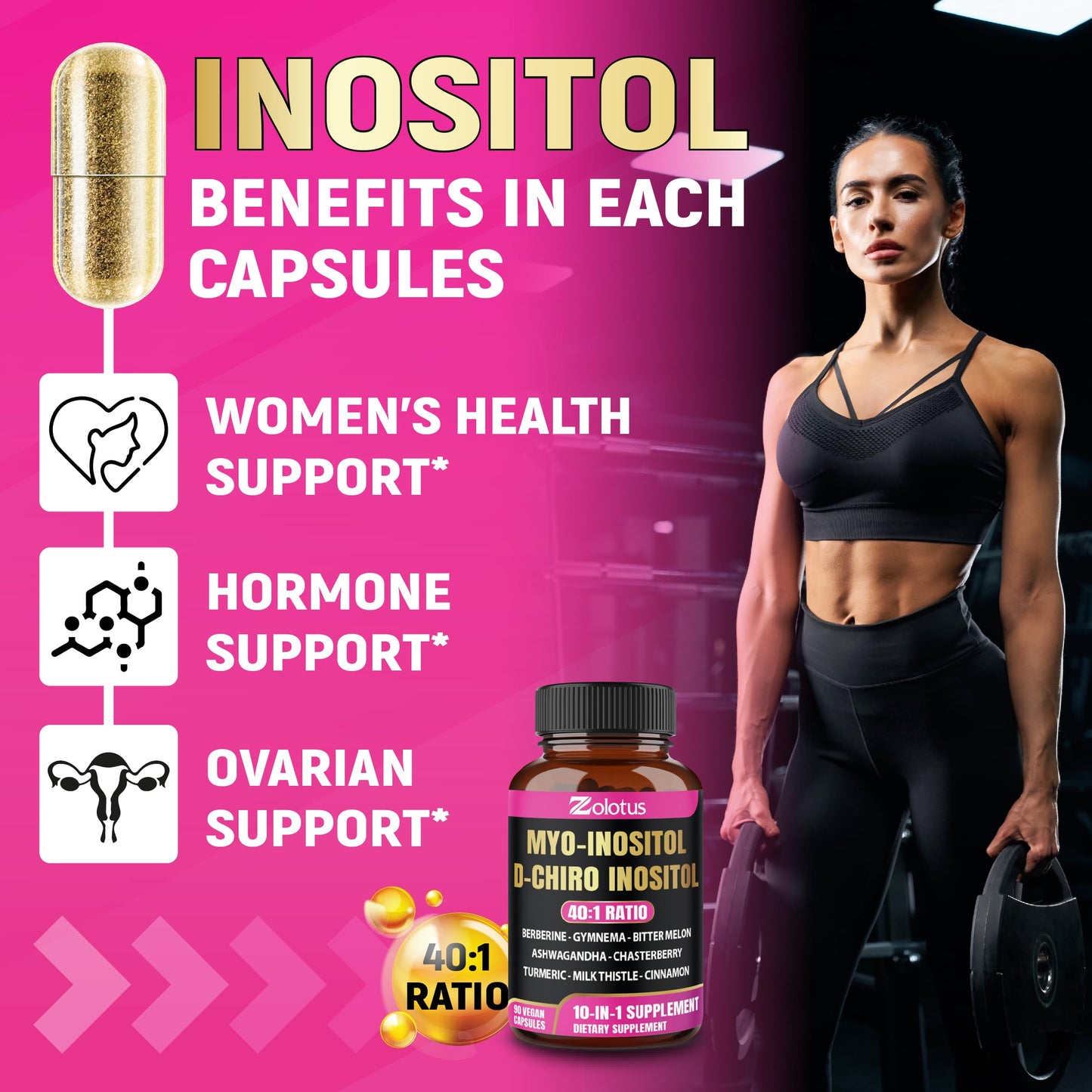 Zolotus Myo-Inositol & D-Chiro Inositol Ideal Ratio - 90 Capsules