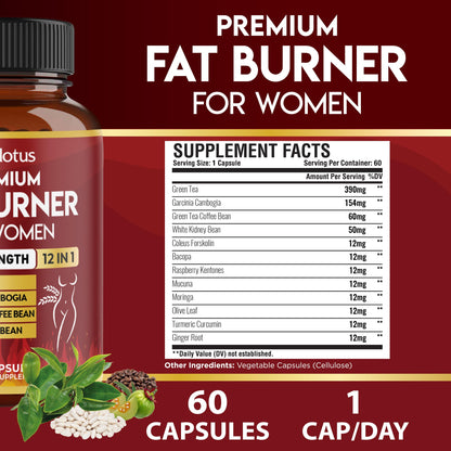 Premium Weight Loss Pills for Women – 2 Months Supply | Best Belly Fat Burners for Women and Men | Metabolism Booster with Green Tea Extract 98%