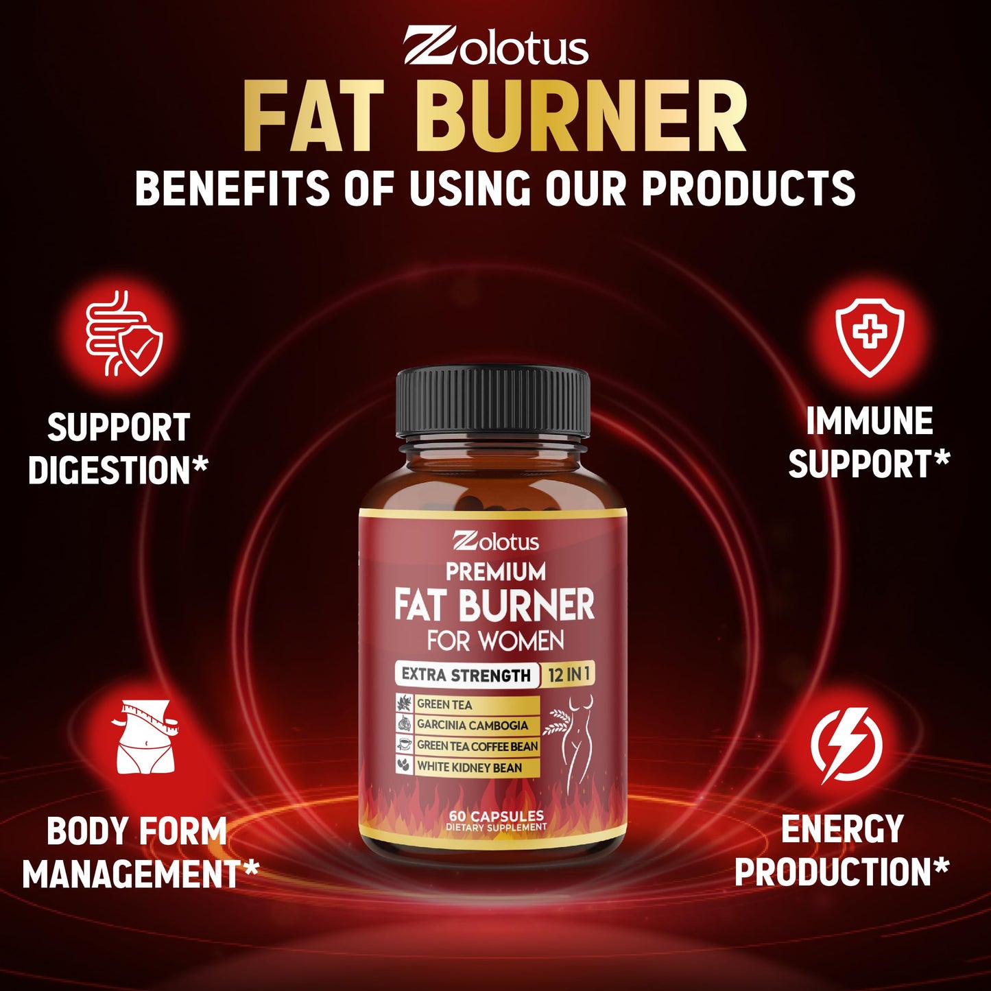 Premium Weight Loss Pills for Women – 2 Months Supply | Best Belly Fat Burners for Women and Men | Metabolism Booster with Green Tea Extract 98%