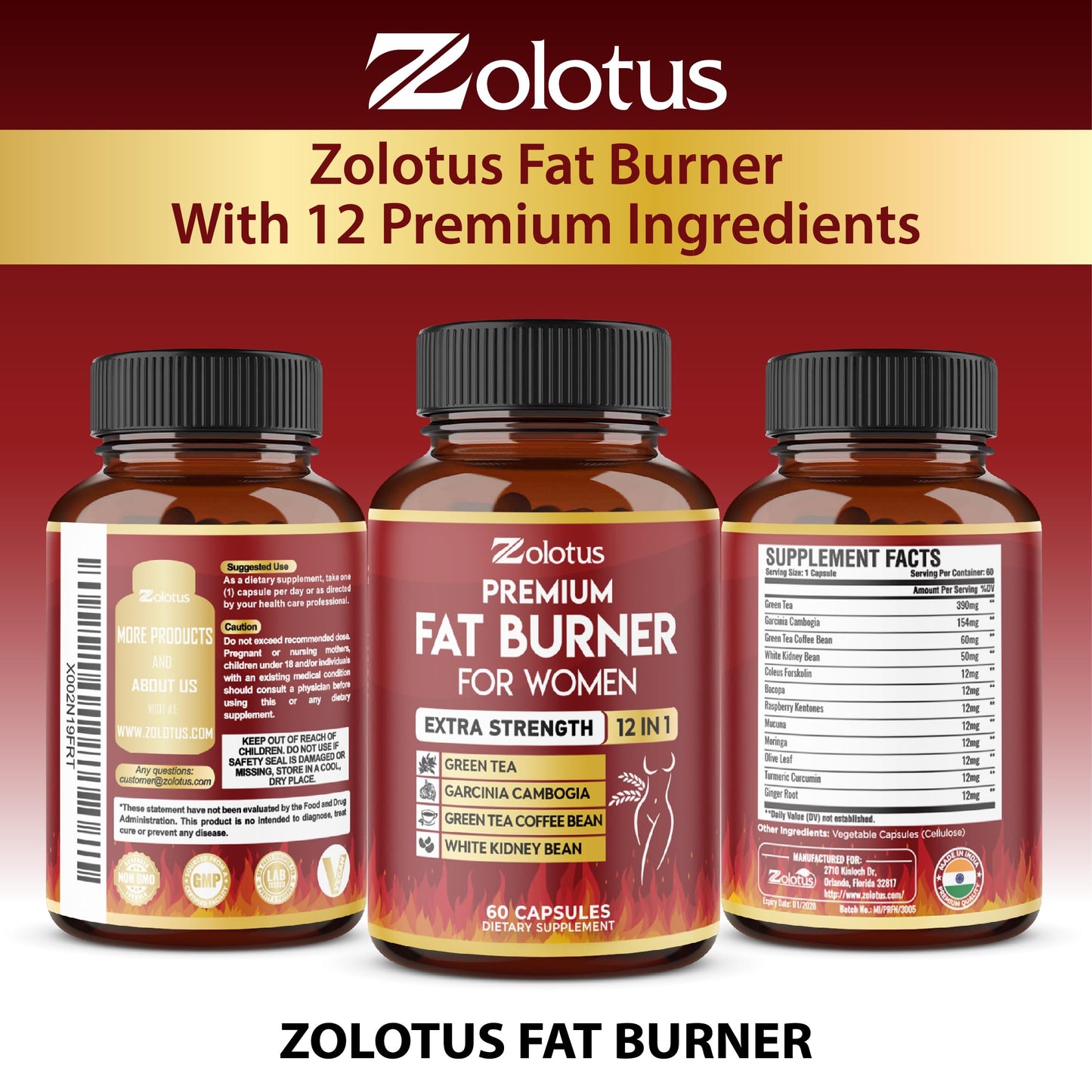 Premium Weight Loss Pills for Women – 2 Months Supply | Best Belly Fat Burners for Women and Men | Metabolism Booster with Green Tea Extract 98%