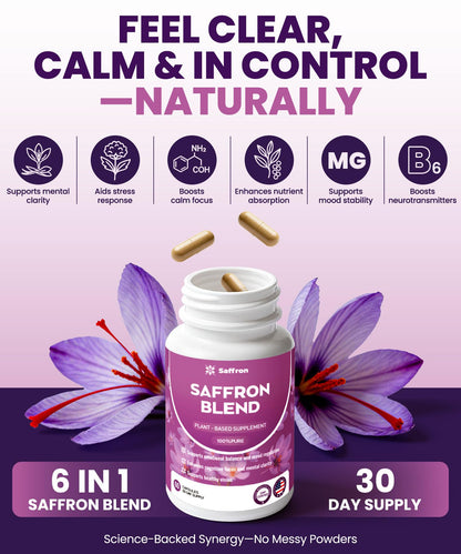 ZonaVitalis Saffron Blend – Mood, Energy & Vision Support | Vegan, Non-GMO, Gluten-Free | 60 Capsules