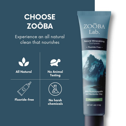 Zooba Fluoride Free Toothpaste with Hydroxyapatite – Remineralizing, Whitening, Bentonite Clay | Vegan