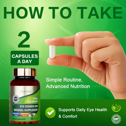 Zooone Lutein & Zeaxanthin Eye Vitamins – Vision Support for Adults (90 Capsules)