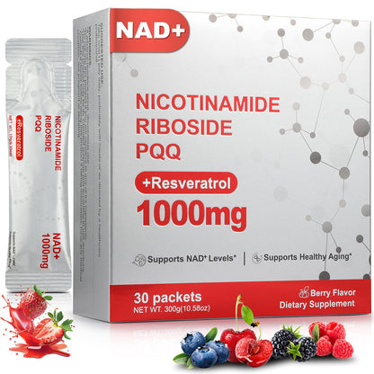 Zooone NAD+ Liquid Supplement 1000mg | Nicotinamide Riboside & Resveratrol - 30 Pack