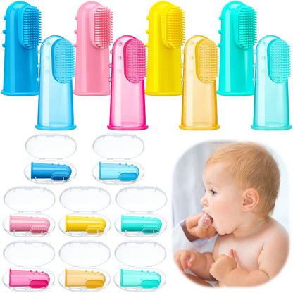 Zopeal 8-Piece Baby Finger Toothbrush Set | Soft Silicone Toddler Toothbrushes with Boxes