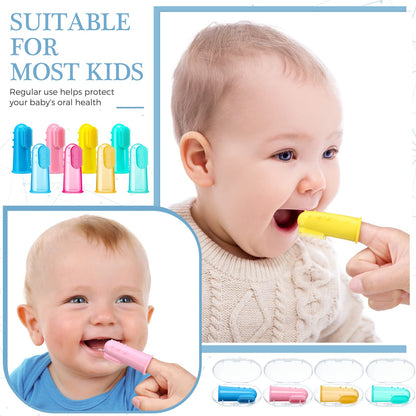 Zopeal 8-Piece Baby Finger Toothbrush Set | Soft Silicone Toddler Toothbrushes with Boxes