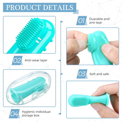 Zopeal 8-Piece Baby Finger Toothbrush Set | Soft Silicone Toddler Toothbrushes with Boxes