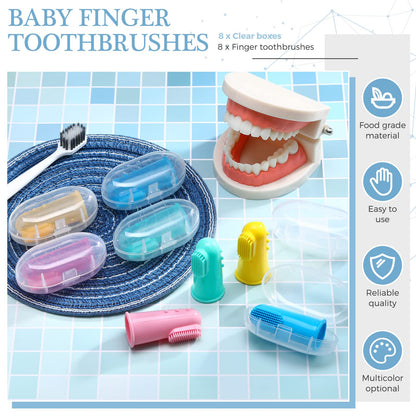 Zopeal 8-Piece Baby Finger Toothbrush Set | Soft Silicone Toddler Toothbrushes with Boxes