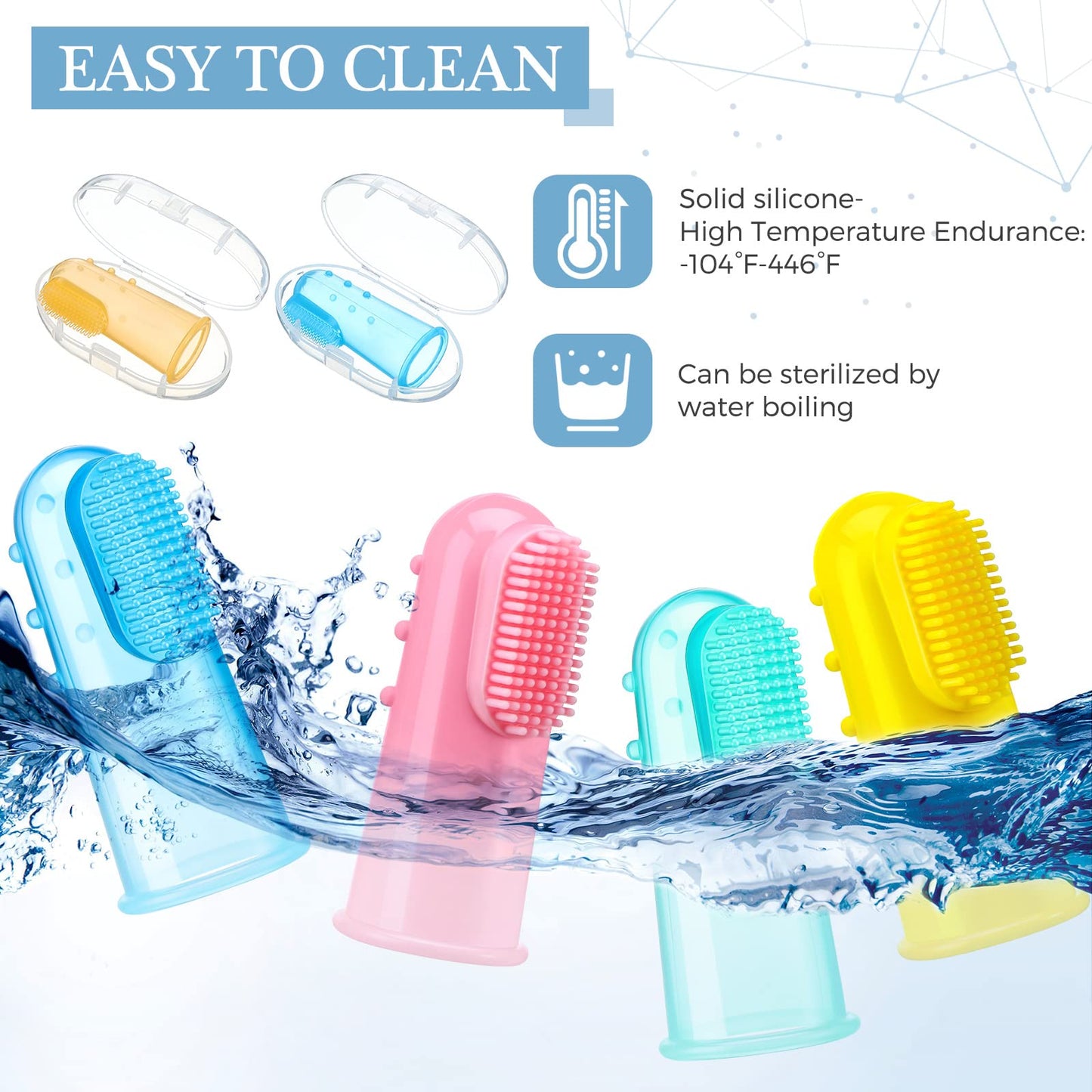 Zopeal 8-Piece Baby Finger Toothbrush Set | Soft Silicone Toddler Toothbrushes with Boxes