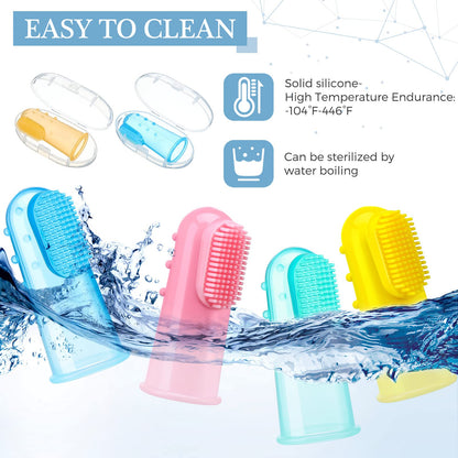 Zopeal 8-Piece Baby Finger Toothbrush Set | Soft Silicone Toddler Toothbrushes with Boxes