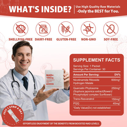 ZOROAHER NAD+ 1000mg Liquid Supplement – NR, Resveratrol & PQQ for Energy & Focus