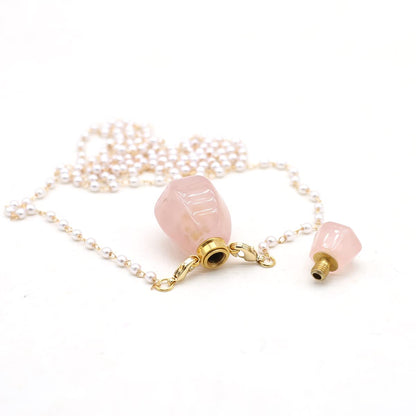 Zotoone Rose Quartz Perfume Bottle Pendant Necklace – Essential Oil Diffuser Jewelry for Women