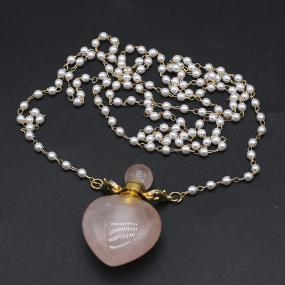 Zotoone Rose Quartz Perfume Bottle Pendant Necklace | Essential Oil Diffuser Jewelry