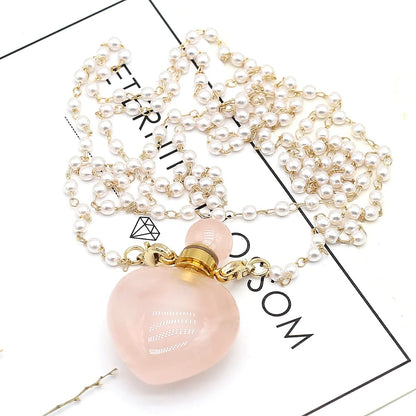 Zotoone Rose Quartz Perfume Bottle Pendant Necklace | Essential Oil Diffuser Jewelry
