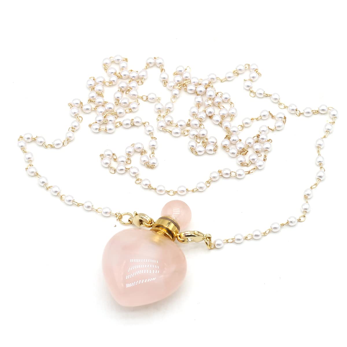 Zotoone Rose Quartz Perfume Bottle Pendant Necklace | Essential Oil Diffuser Jewelry