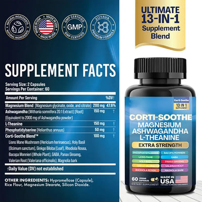 Zoyava Corti-Soothe: Cortisol Support with Magnesium Glycinate & Adaptogens | 60 Caps
