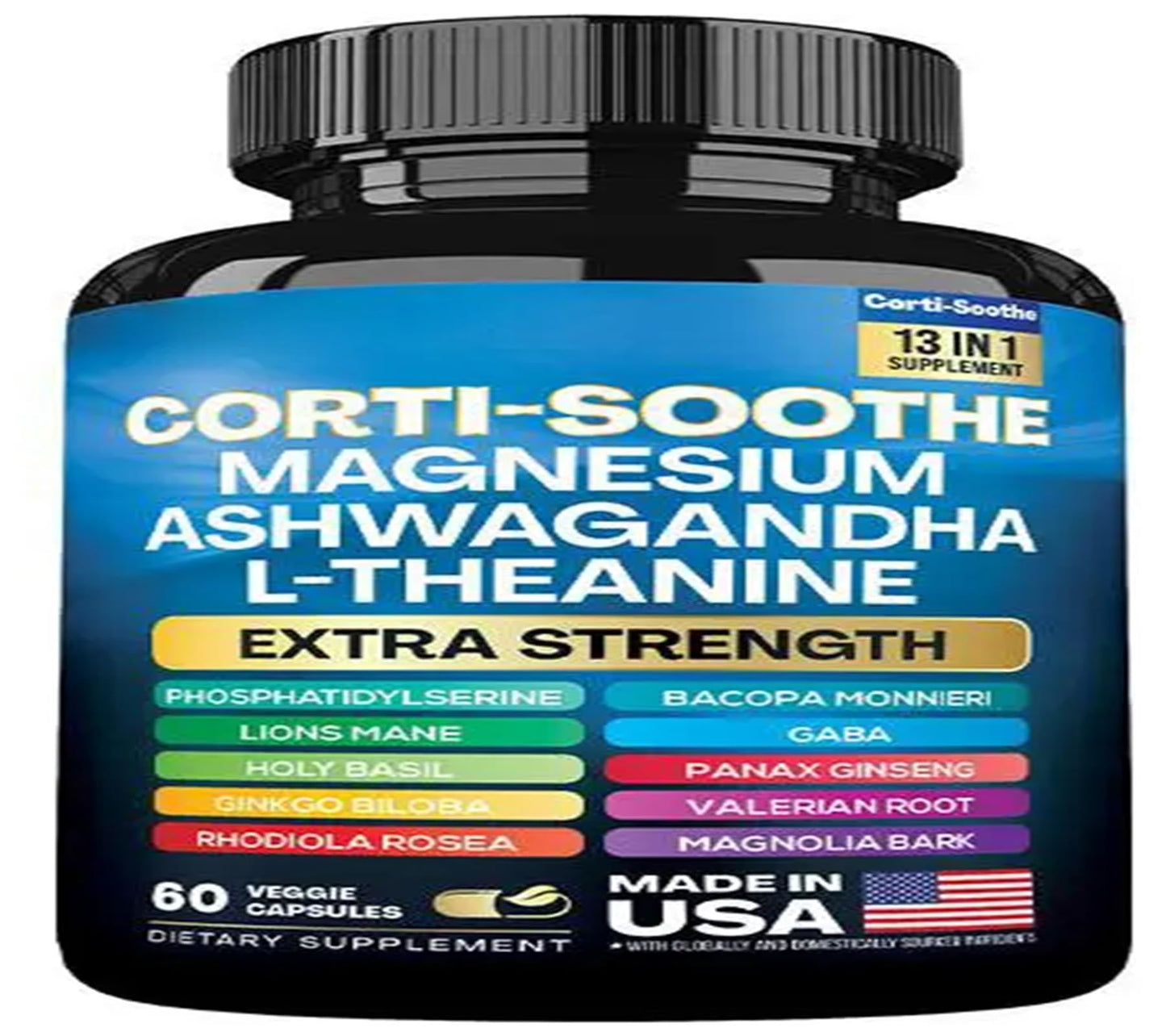 Zoyava Corti-Soothe: Cortisol Support with Magnesium Glycinate & Adaptogens | 60 Caps