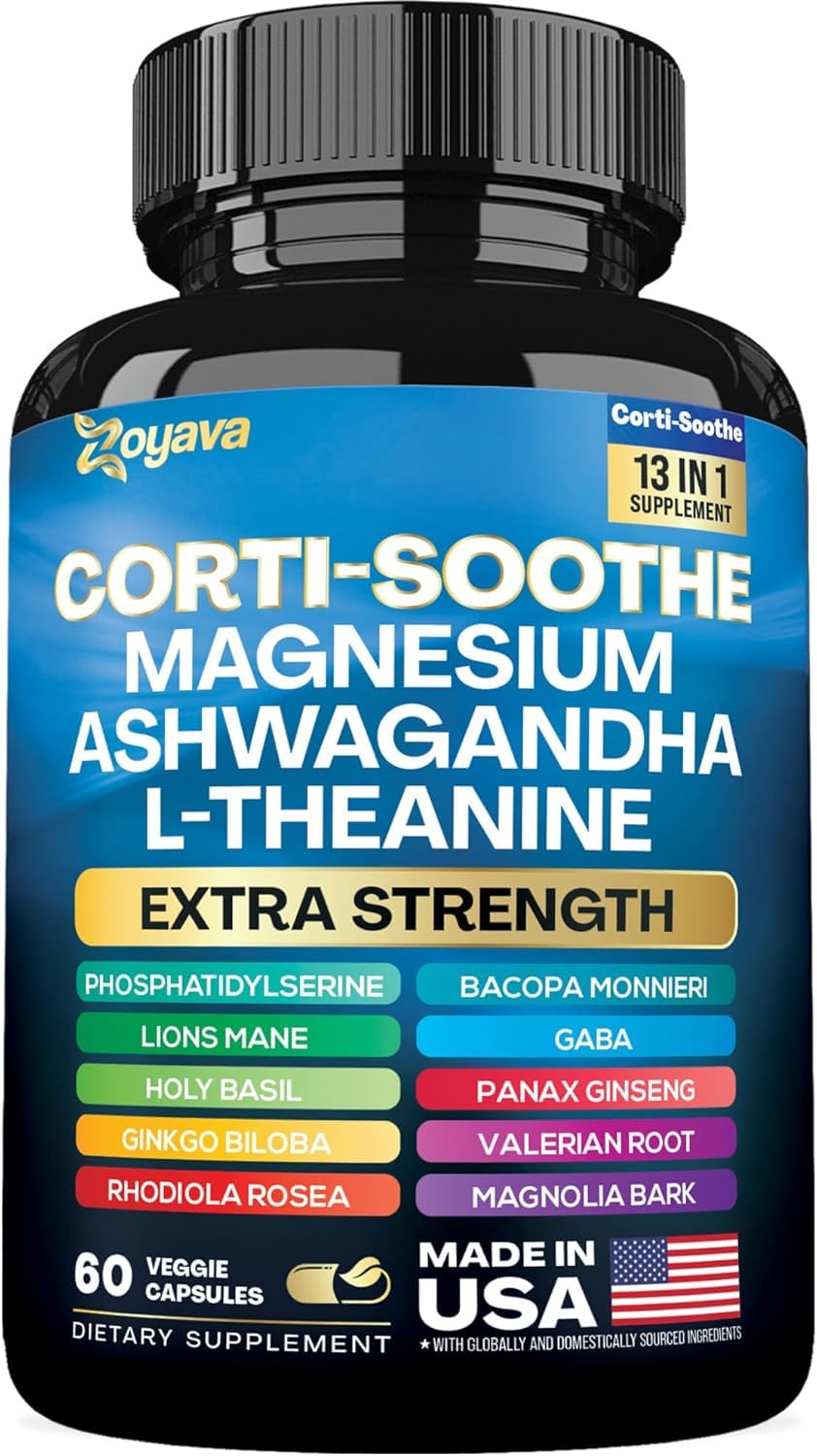 Zoyava Corti-Soothe: Cortisol Support with Magnesium Glycinate & Adaptogens | 60 Caps