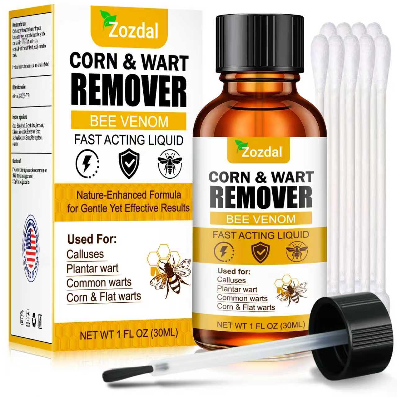 Zozdal Bee Venom Wart Remover 30ml – Dual-Action Salicylic Acid & Bee Venom for Plantar, Common, Flat Warts