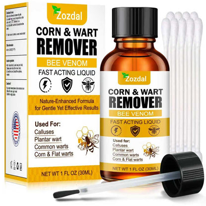 Zozdal Bee Venom Wart Remover 30ml – Dual-Action Salicylic Acid & Bee Venom for Plantar, Common, Flat Warts